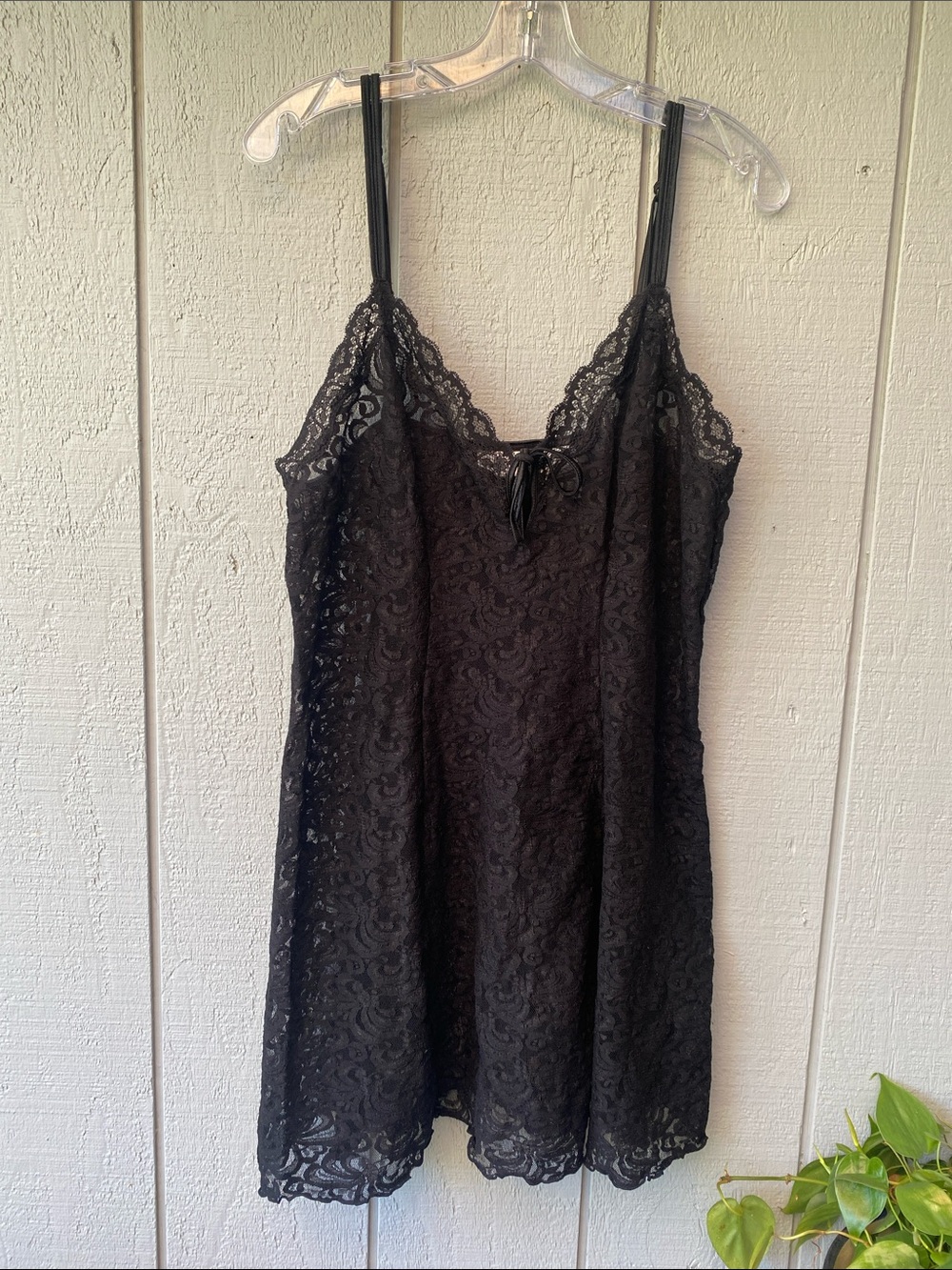 delicates Black Lace Chemise with Spaghetti Straps